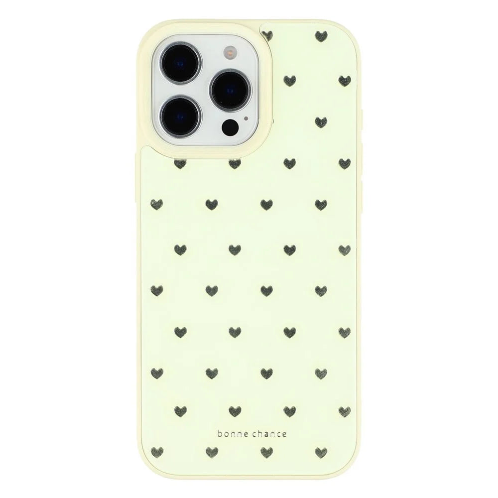 For iPhone 16 Pro Case Lacquered Pattern TPU + Acrylic + Glass Phone Cover - Love Hearts - 3