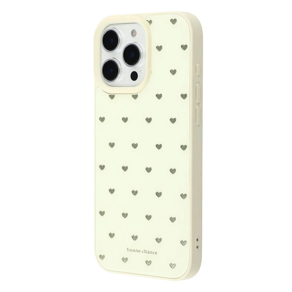 For iPhone 16 Pro Case Lacquered Pattern TPU + Acrylic + Glass Phone Cover - Love Hearts - 4