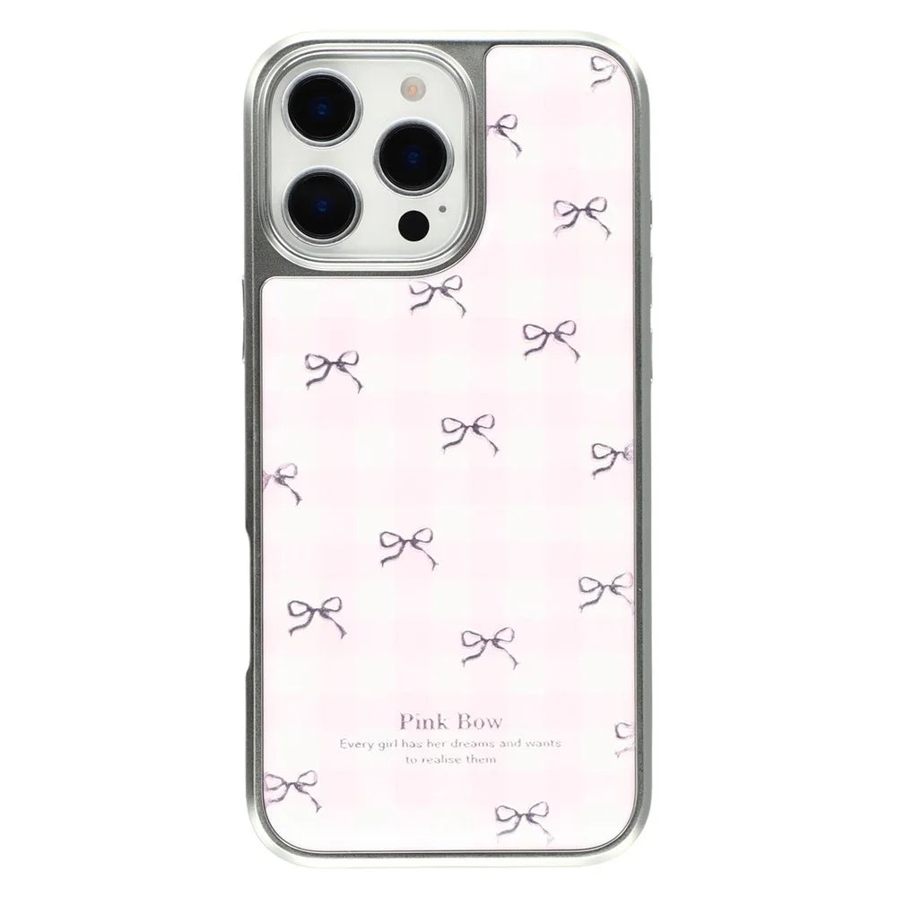 For iPhone 16 Pro Max Case Lacquered Epoxy Pattern TPU + Acrylic Phone Cover Large Camera Cutout - Bows - 3