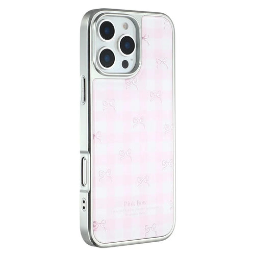 For iPhone 16 Pro Case Lacquered Epoxy Pattern TPU + Acrylic Phone Cover Large Camera Cutout - Bows - 1