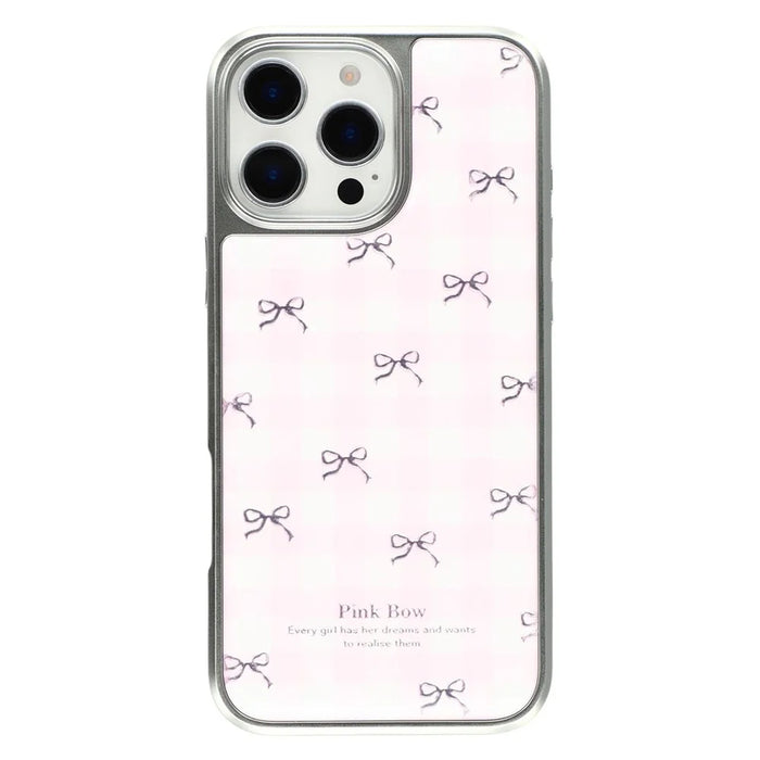For iPhone 16 Pro Case Lacquered Epoxy Pattern TPU + Acrylic Phone Cover Large Camera Cutout - Bows - 3
