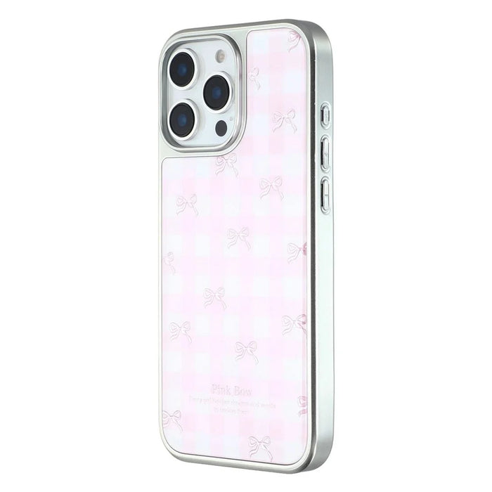 For iPhone 16 Pro Case Lacquered Epoxy Pattern TPU + Acrylic Phone Cover Large Camera Cutout - Bows - 4
