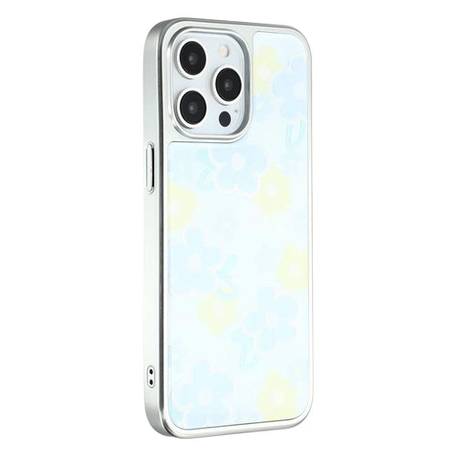 For iPhone 15 Pro Case Lacquered Epoxy Pattern TPU + Acrylic Phone Cover Large Camera Cutout - Flowers - 1