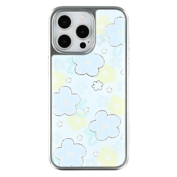 For iPhone 15 Pro Case Lacquered Epoxy Pattern TPU + Acrylic Phone Cover Large Camera Cutout - Flowers - 3
