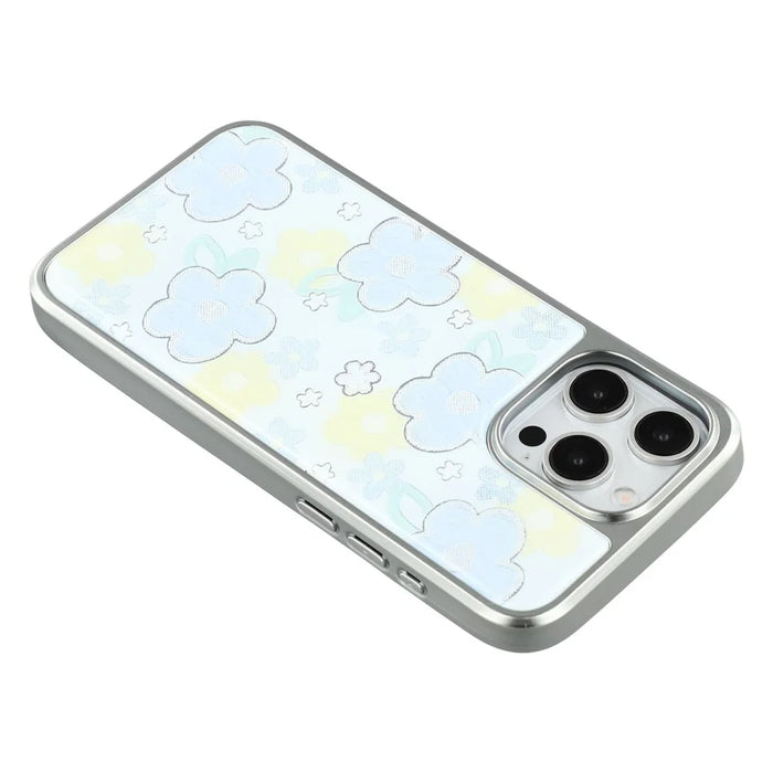 For iPhone 15 Pro Case Lacquered Epoxy Pattern TPU + Acrylic Phone Cover Large Camera Cutout - Flowers - 6