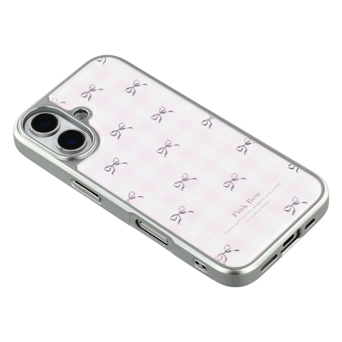 For iPhone 16 Case Lacquered Epoxy Pattern TPU + Acrylic Phone Cover Large Camera Cutout - Bows - 5