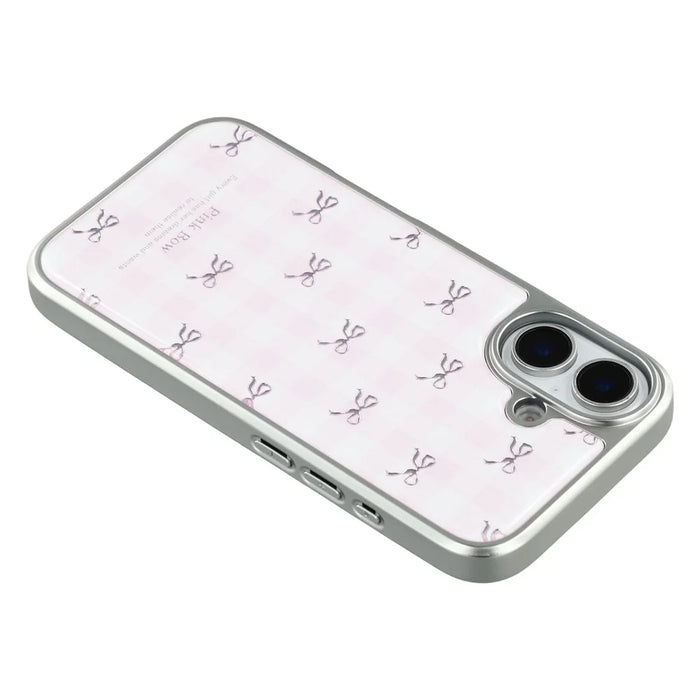 For iPhone 16 Case Lacquered Epoxy Pattern TPU + Acrylic Phone Cover Large Camera Cutout - Bows - 6