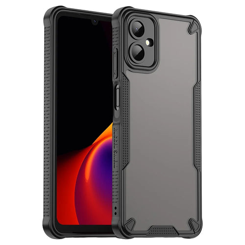 For Samsung Galaxy A06 5G Case Hybrid Frosted Phone Back Cover - Black - 1