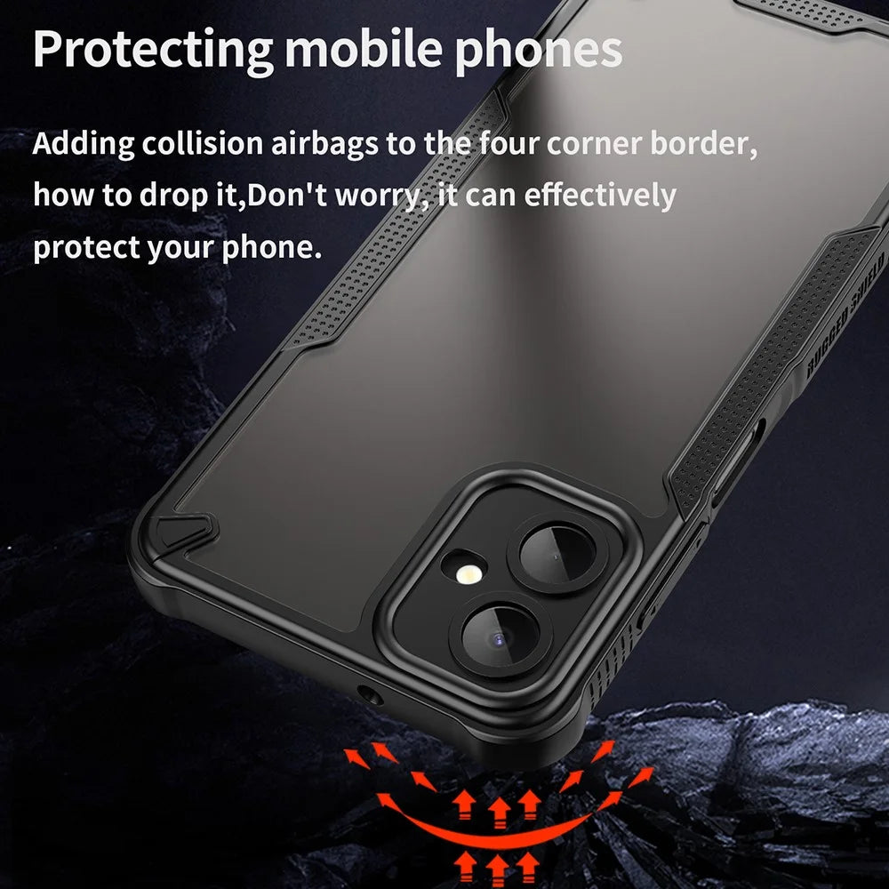 For Samsung Galaxy A06 5G Case Hybrid Frosted Phone Back Cover - Black - 3