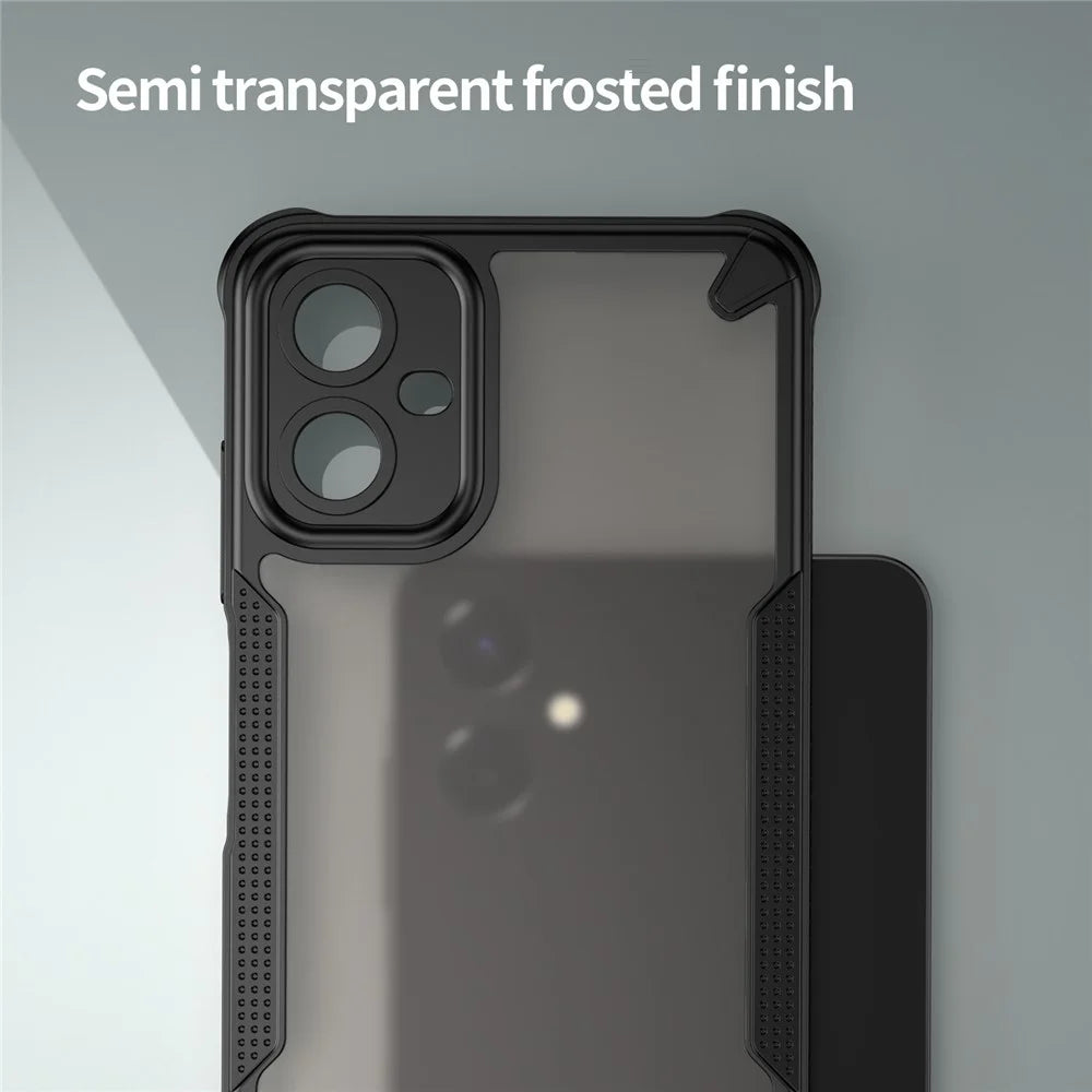 For Samsung Galaxy A06 5G Case Hybrid Frosted Phone Back Cover - Black - 4