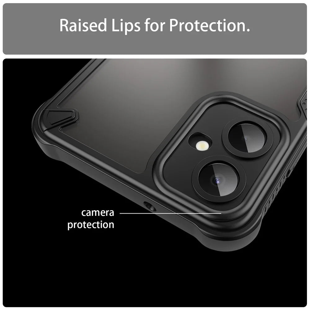 For Samsung Galaxy A06 5G Case Hybrid Frosted Phone Back Cover - Black - 6