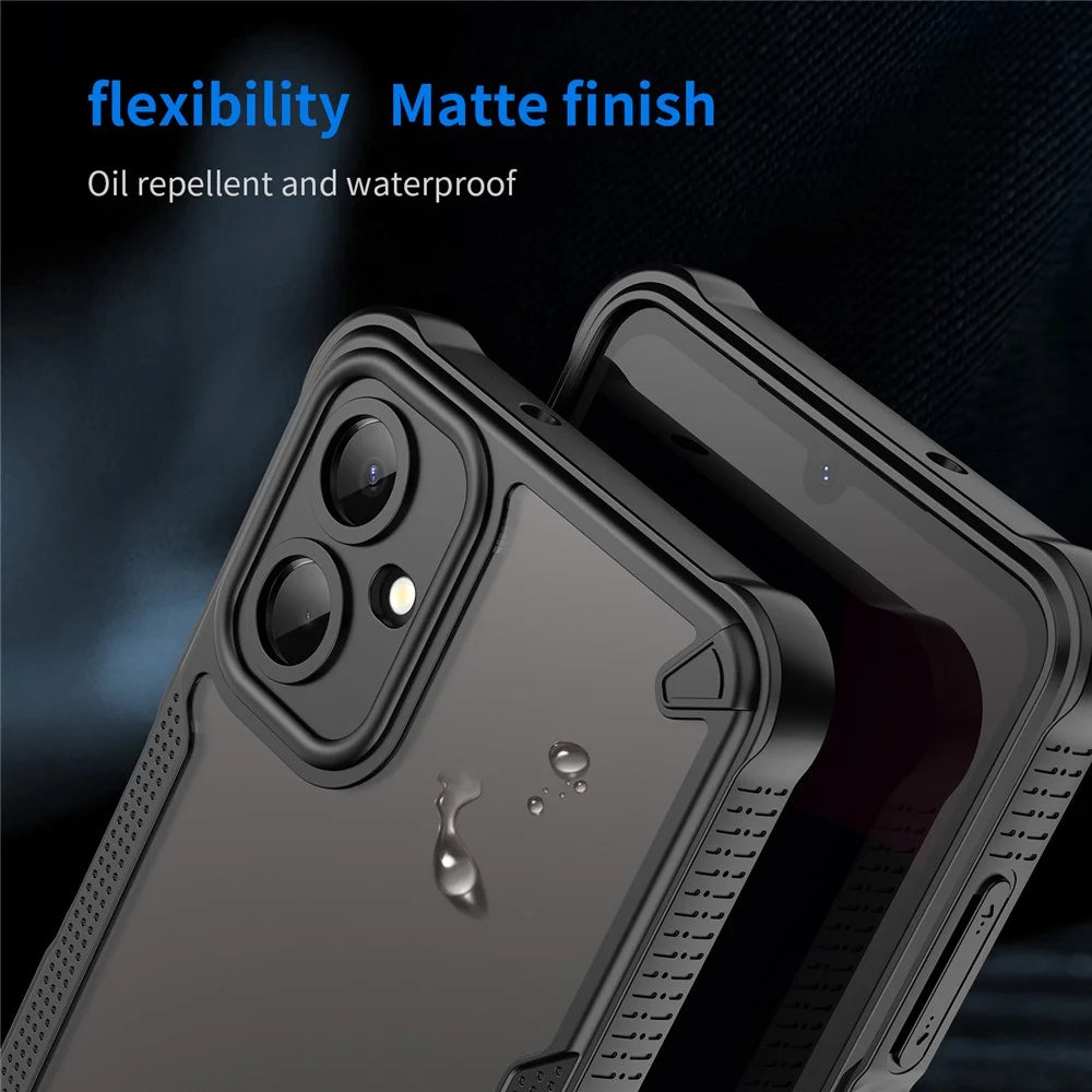 For Samsung Galaxy A06 5G Case Hybrid Frosted Phone Back Cover - Black - 7