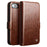 QIALINO For iPhone 17e / 16e Wallet Case Genuine Cow Leather Flip Cover Magnetic Clasp Full Protection - Brown - 1