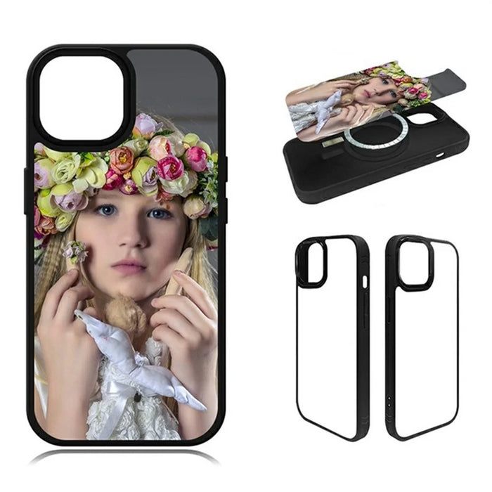 10Pcs For iPhone 12 Pro Max Case DIY Blank Heat Transfer TPU + PC Phone Back Cover with Magnetic Ring - 3