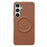 For Samsung Galaxy S25+ Magnetic Case Nappa Texture PU + TPU + PC Phone Back Cover - Brown - 1