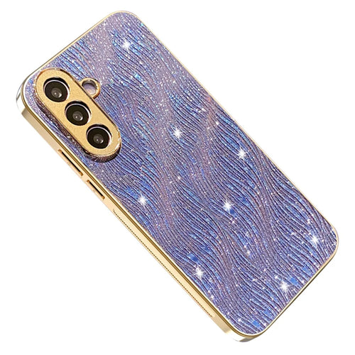 For Samsung Galaxy A56 5G Case Electroplating Ripple Texture PU + TPU + PC Phone Back Cover - Purple - 1