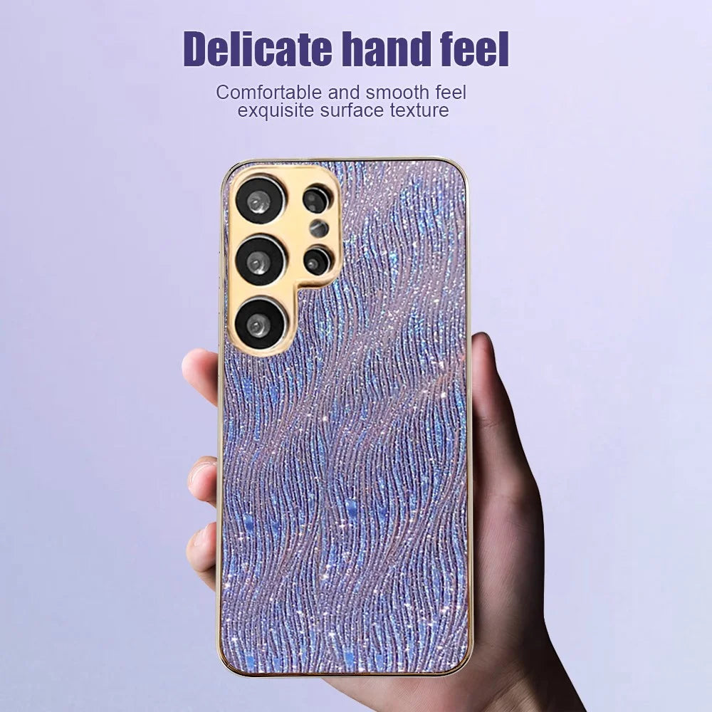 For Samsung Galaxy S25 Ultra Case Electroplating Ripple Texture PU + TPU + PC Phone Back Cover - Purple - 5