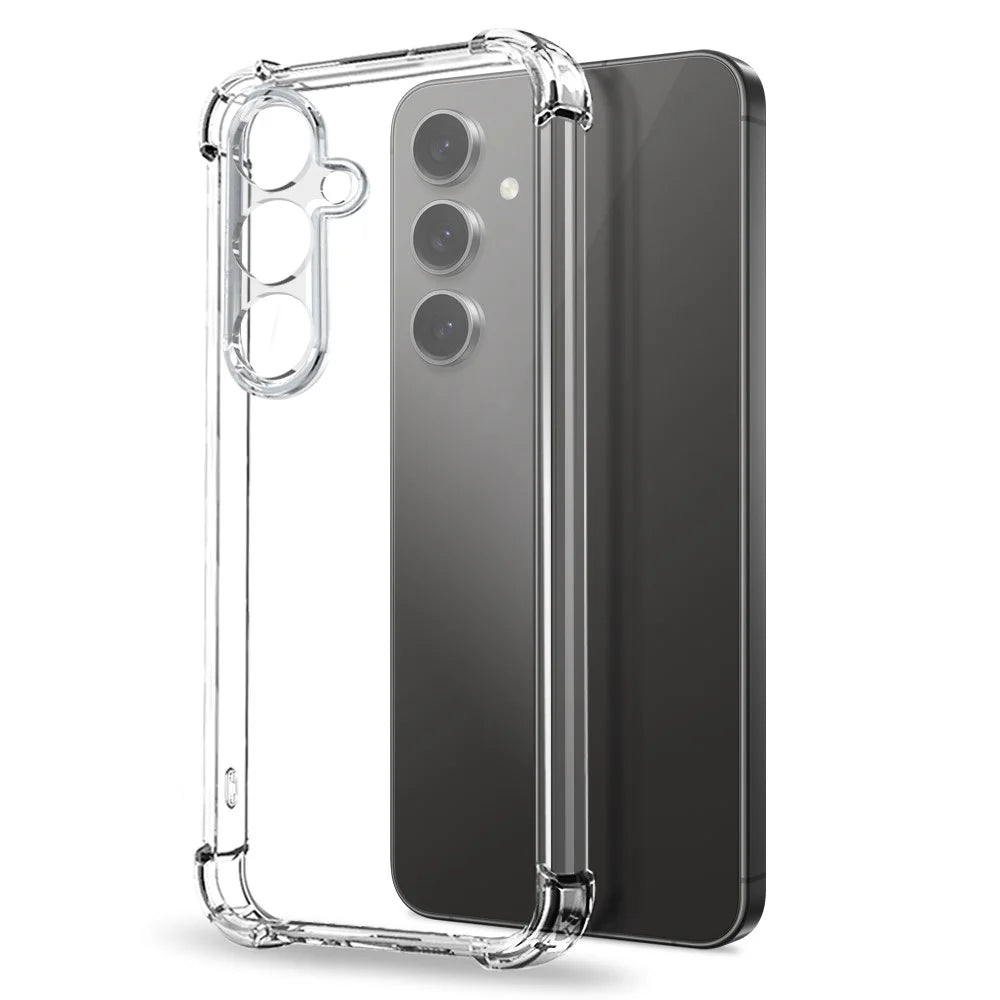 NORTHJO For Samsung Galaxy S24 FE Case Four Corner Shockproof TPU Clear Phone Cover with Tempered Glass - 2