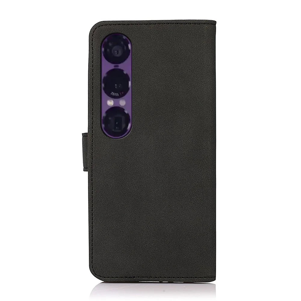 KHAZNEH For Sony Xperia 1 VII Case PU Leather Wallet Stand Phone Cover - Black - 6