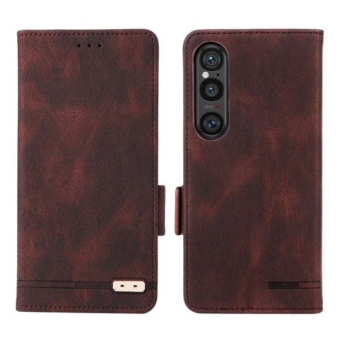 For Sony Xperia 1 VII Case Leather Wallet Flip Phone Cover with Hardware Decor - Coffee - 1