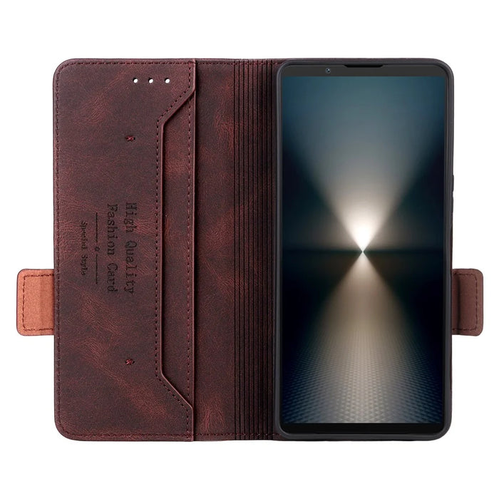 For Sony Xperia 1 VII Case Leather Wallet Flip Phone Cover with Hardware Decor - Coffee - 2