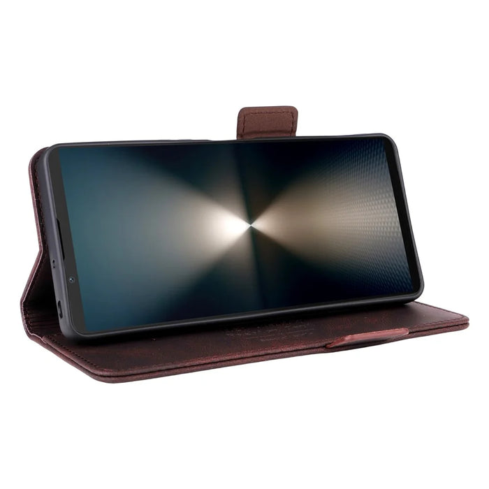 For Sony Xperia 1 VII Case Leather Wallet Flip Phone Cover with Hardware Decor - Coffee - 3