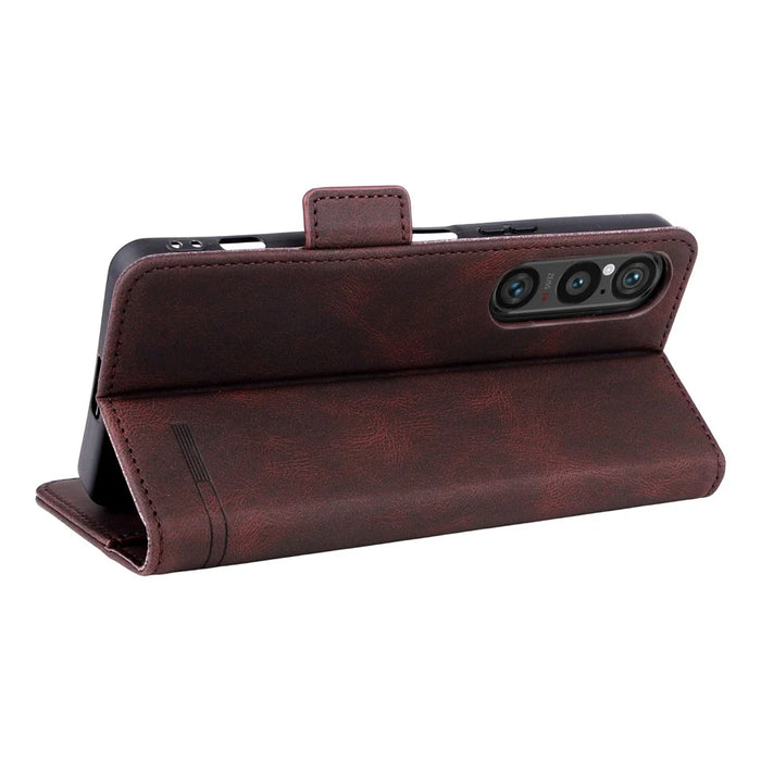 For Sony Xperia 1 VII Case Leather Wallet Flip Phone Cover with Hardware Decor - Coffee - 4