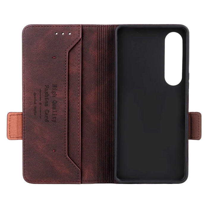 For Sony Xperia 1 VII Case Leather Wallet Flip Phone Cover with Hardware Decor - Coffee - 5