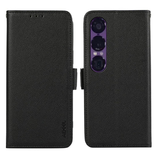 ABEEL For Sony Xperia 1 VII Case Litchi Texture Leather RFID Blocking Phone Cover - Black - 1