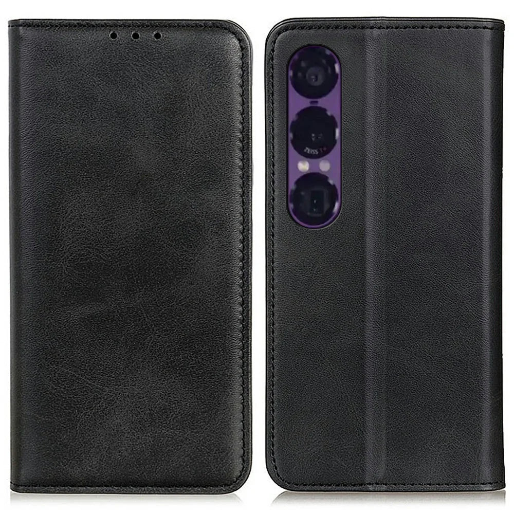For Sony Xperia 1 VII Case Split Leather Flip Wallet Phone Cover - Black - 1