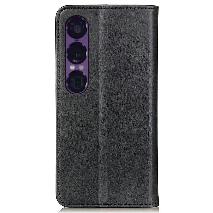 For Sony Xperia 1 VII Case Split Leather Flip Wallet Phone Cover - Black - 7