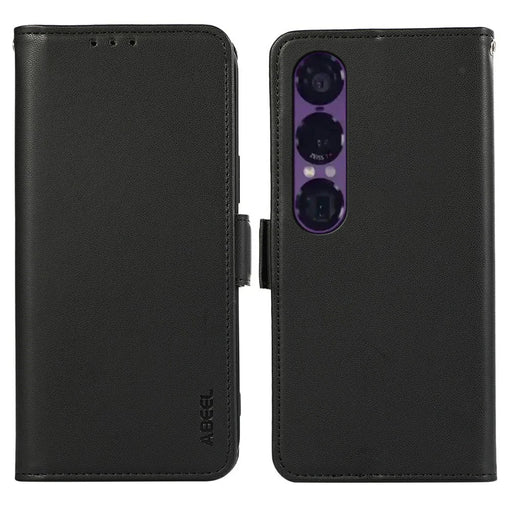 ABEEL For Sony Xperia 1 VII Case Leather Phone Cover with RFID Blocking Wallet - Black - 1