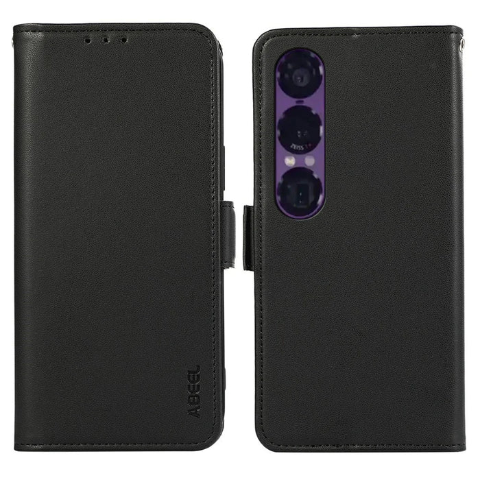 ABEEL For Sony Xperia 1 VII Case Leather Phone Cover with RFID Blocking Wallet - Black - 1