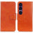 For Sony Xperia 1 VII Case Nappa Texture Split Leather Wallet Phone Cover - Orange - 1