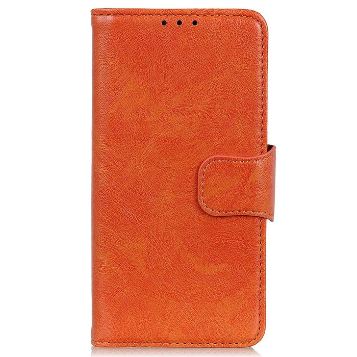 For Sony Xperia 1 VII Case Nappa Texture Split Leather Wallet Phone Cover - Orange - 6