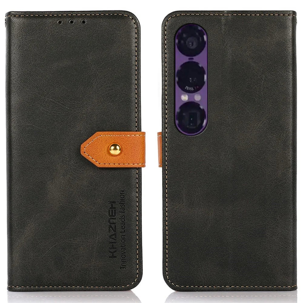 KHAZNEH For Sony Xperia 1 VII Wallet Phone Case Stand Leather Flip Cover - Black - 1