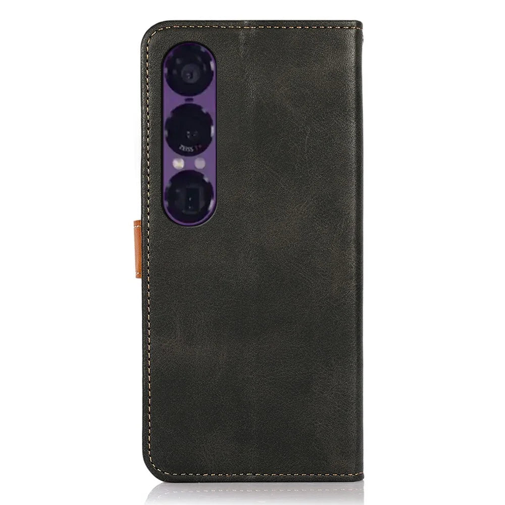KHAZNEH For Sony Xperia 1 VII Wallet Phone Case Stand Leather Flip Cover - Black - 7