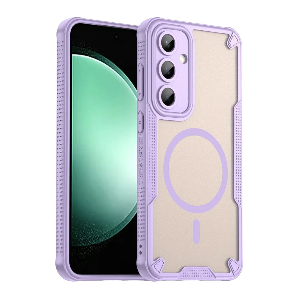 For Samsung Galaxy S24 FE Magnetic Case TPU + PC Phone Back Cover - Purple - 1