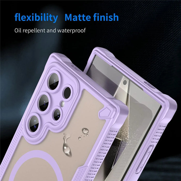 For Samsung Galaxy S24 Ultra Magnetic Case TPU + PC Phone Back Cover - Purple - 7