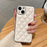 For iPhone 15 Case Rhombus Stitching PU Leather + TPU Shockproof Phone Cover - White - 1