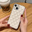 For iPhone 15 Case Rhombus Stitching PU Leather + TPU Shockproof Phone Cover - White - 2