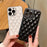 For iPhone 15 Pro Max Case Rhombus Stitching PU Leather + TPU Shockproof Phone Cover - Black - 6