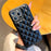 For iPhone 16 Pro Case Rhombus Stitching PU Leather + TPU Shockproof Phone Cover - Black - 1
