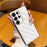 For Samsung Galaxy S25 Ultra Case Rhombus Stitching PU Leather + TPU Shockproof Phone Cover - White - 1