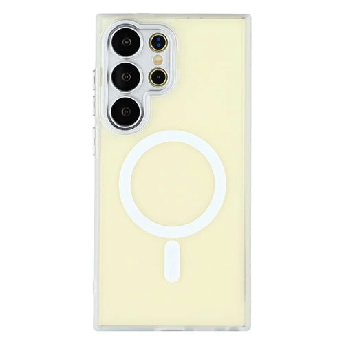 For Samsung Galaxy S25 Ultra Magnetic Case PC + TPU Matte Phone Cover with Glass Lens Film - Transparent White - 1