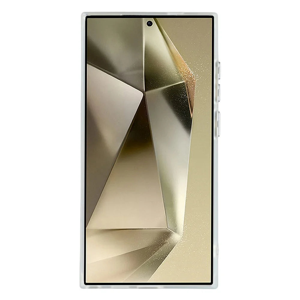 For Samsung Galaxy S24 Ultra Magnetic Case PC + TPU Matte Phone Cover with Glass Lens Film - Transparent White - 2
