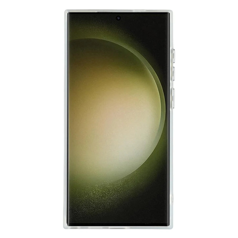 For Samsung Galaxy S23 Ultra Magnetic Case PC + TPU Matte Phone Cover with Glass Lens Film - Transparent White - 2