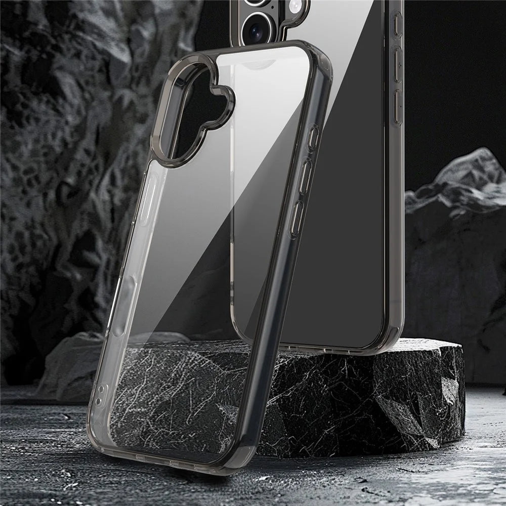 For iPhone 16 Case TPU + Acrylic Phone Back Cover Anti Yellowing - Black - 3