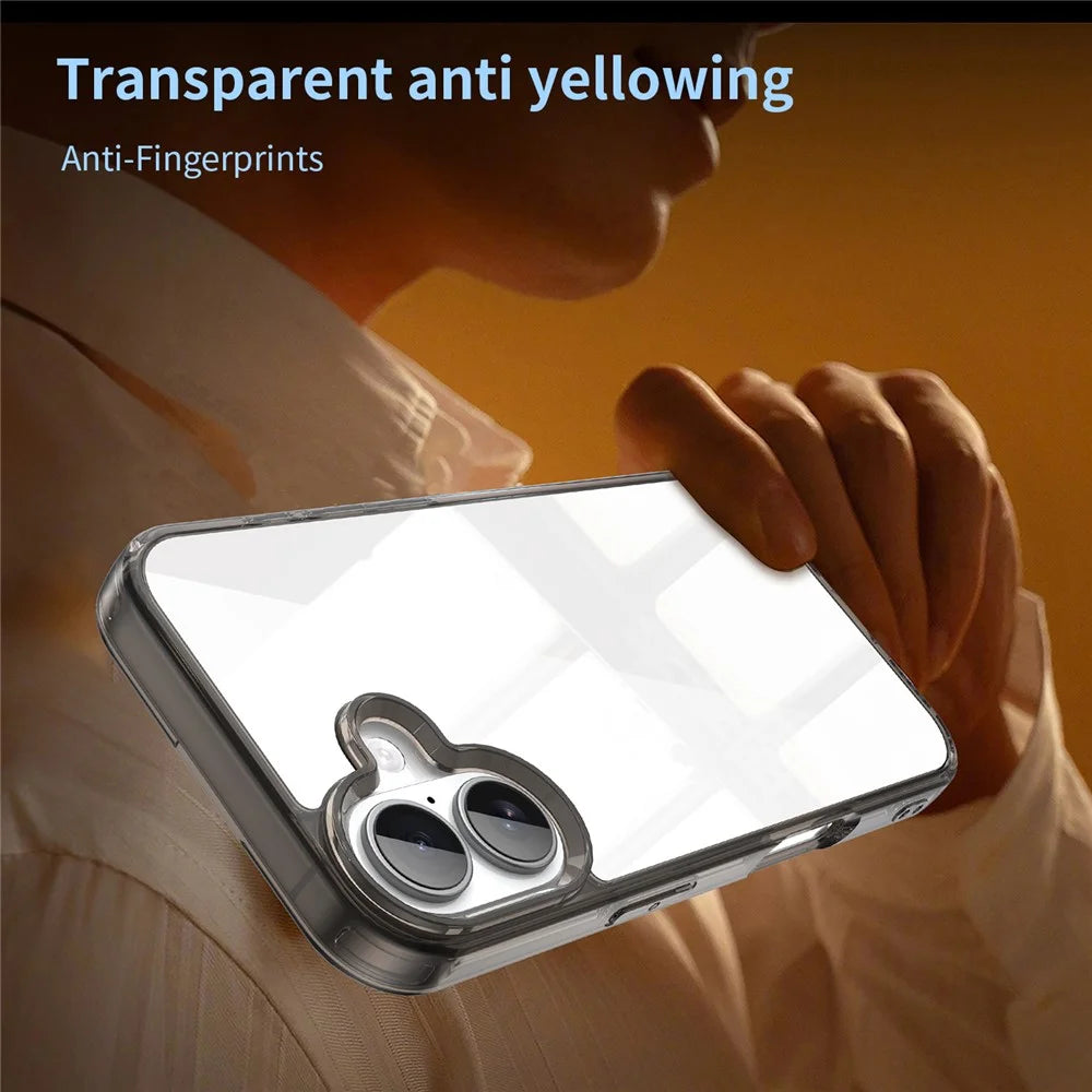 For iPhone 16 Case TPU + Acrylic Phone Back Cover Anti Yellowing - Black - 4
