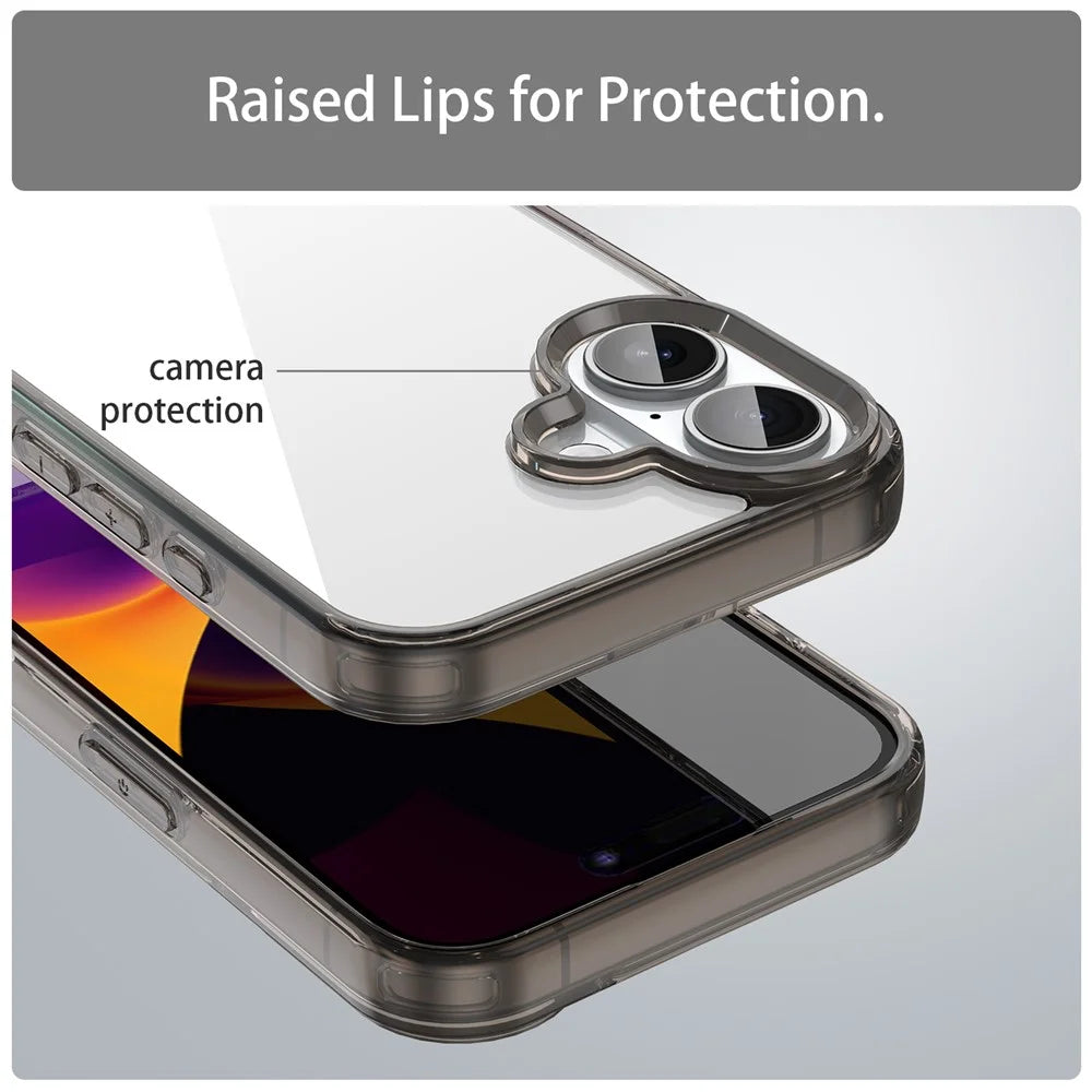 For iPhone 16 Case TPU + Acrylic Phone Back Cover Anti Yellowing - Black - 7
